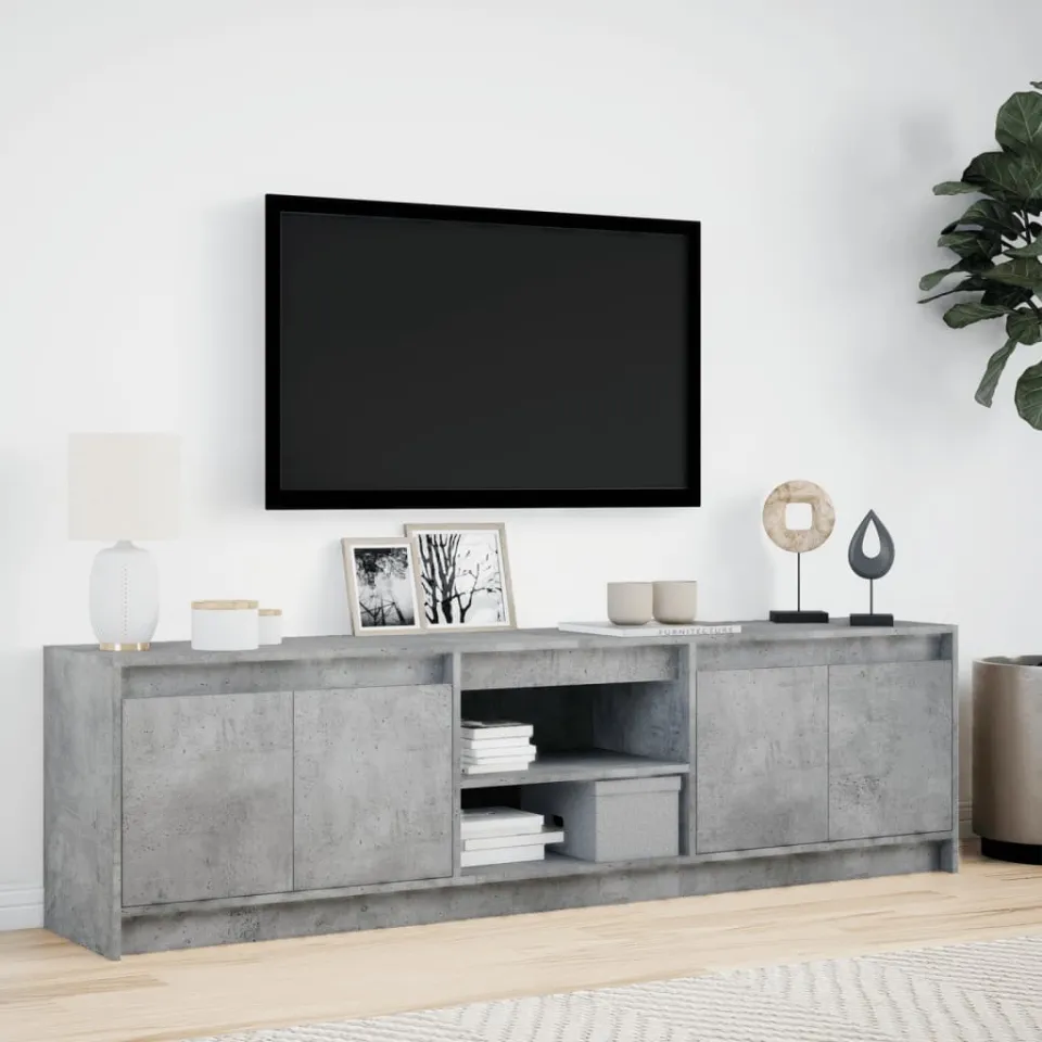 vidaXL Tv-meubel met LED 180x34x50 cm bewerkt hout betongrijs grijs, foto 3