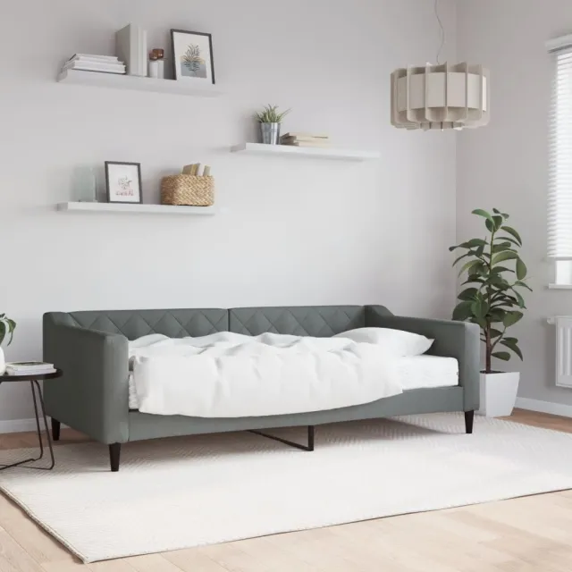 vidaXL Slaapbank met matras 90x190 cm stof donkergrijs grijs