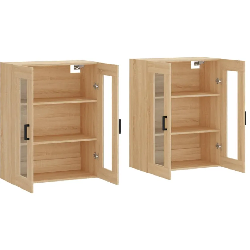 vidaXL Hangkasten 2 st bewerkt hout sonoma eikenkleurig Bruin