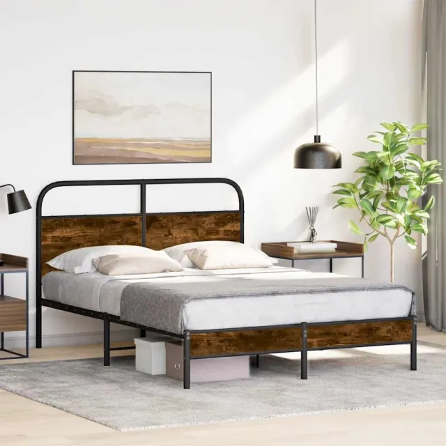 vidaXL Bedframe zonder matras bewerkt hout gerookt eiken 120x200 cm