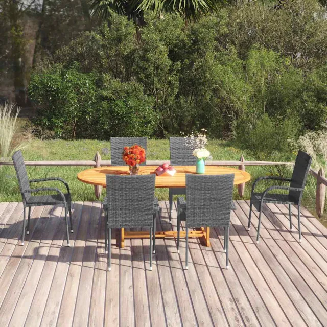 vidaXL 7-delige Tuinset poly rattan grijs, foto 2