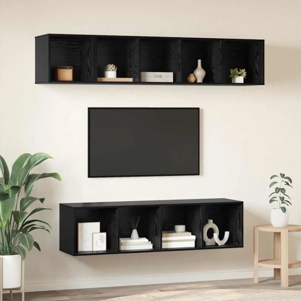 vidaXL Tv-meubelset 4 st Zwart Eiken Bewerkt hout, foto 4