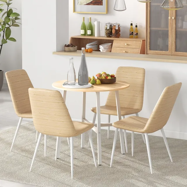 Wishdor Eettafel - Rond Tafelblad Voor 4 Personen Met Stabiel Metalen Onderstel En Antislip Voetdoppen - Industrieel Ontwerp Voor Eetkamer - Multiplex En Metaal - Naturel Houtkleur - Ø80 X 76 Cm Natuurhout