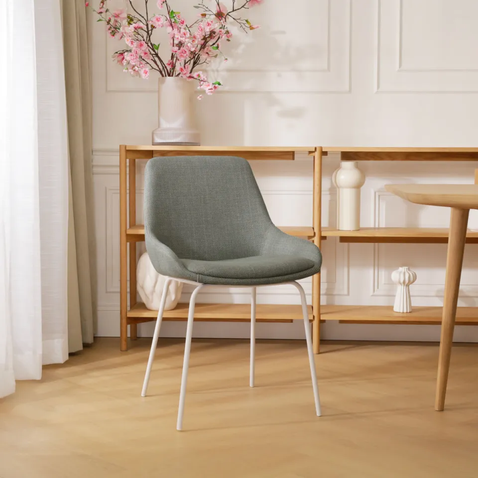 Nolon Nora-Isa eetkamerstoel saliegroen - wit onderstel, foto 2