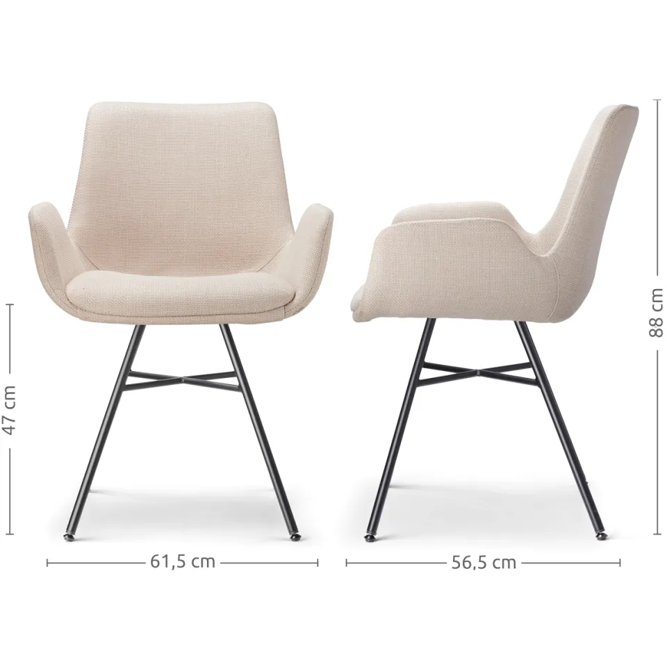 Nolon Noa-Eef eetkamerstoel beige - zwart onderstel, foto 3