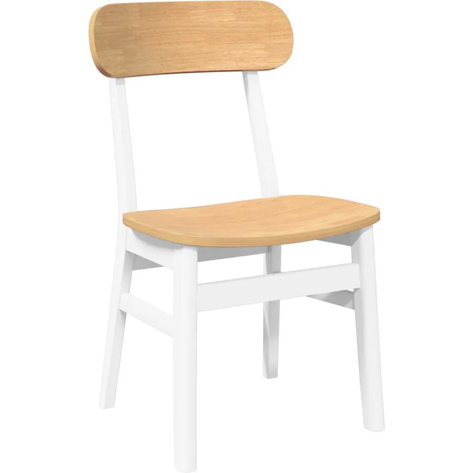vidaXL Eetkamerstoelen 2 st massief hout rubber wit, foto 4