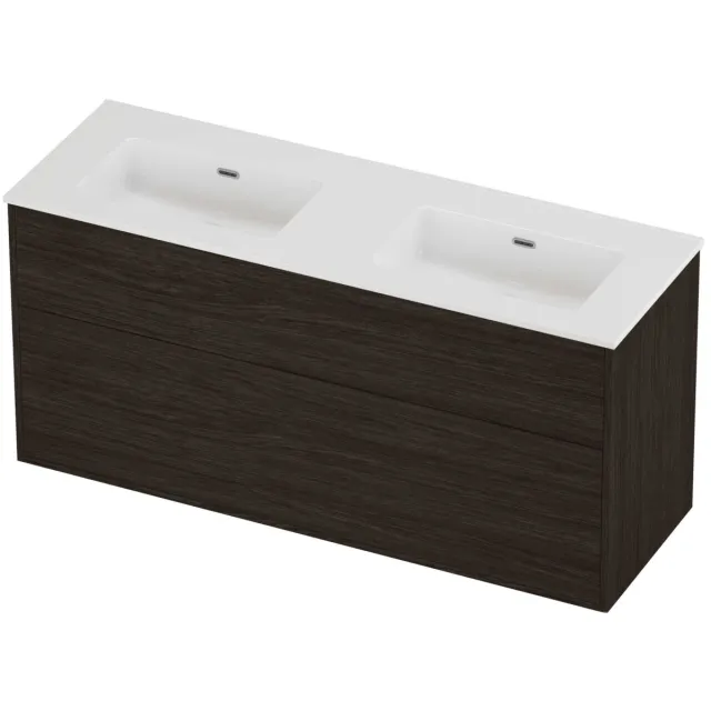 Proline Tribute Badmeubelset Porselein Elegant Dubbel 140x46x67 cm Glans Wit Mokka Oak Eiken