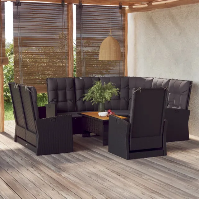 vidaXL 4-delige Loungeset met kussens poly rattan zwart, foto 2