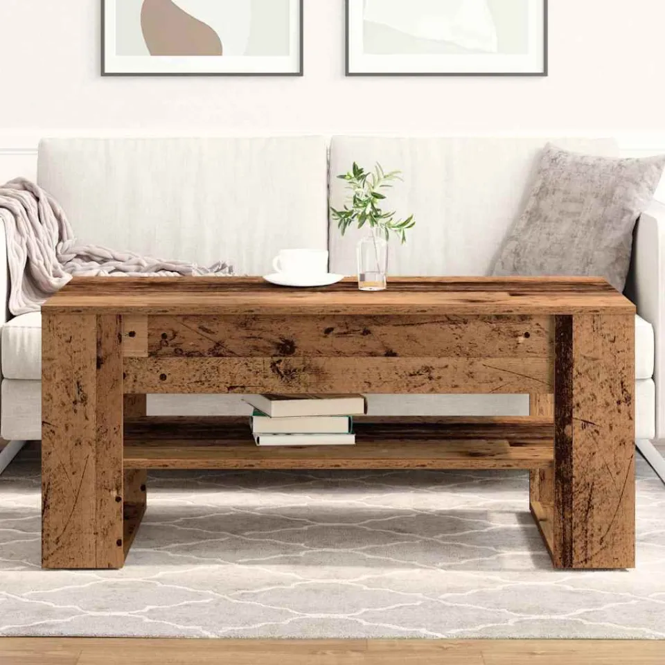 vidaXL Salontafel Oud Hout 102 x 55 x 45 cm Bewerkt hout bruin, foto 4