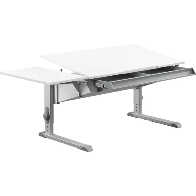 Moll World Moll Sprinter Kinderbureau - Met lade - In hoogte verstelbaar - Kantelbaar blad - Ergonomisch en meegroeiend bureau - Voor schoolkinderen - Wit
