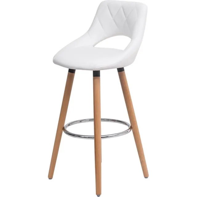 In And Outdoormatch Kunstlederen barkruk - ergonomisch design - met rugsteun - stevig & stijlvol - landelijk & modern - wit