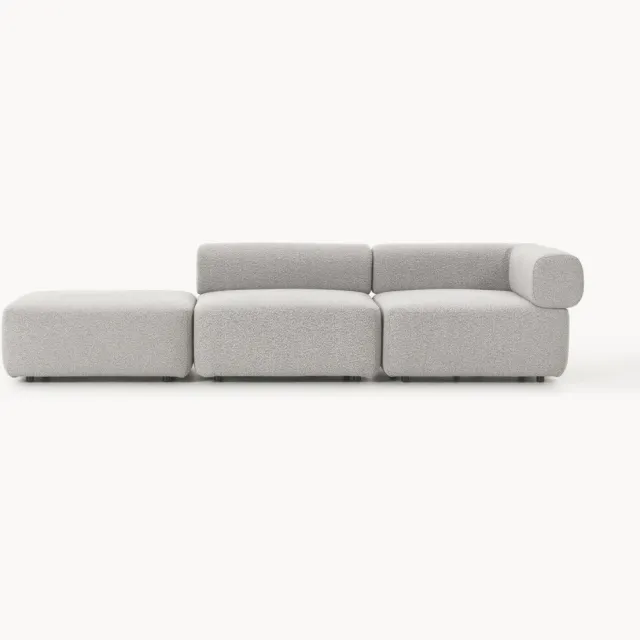 Westwing Collection Modulaire bouclé poef Anton Taupe