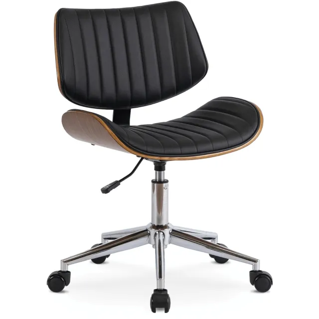 Mebel Elite Teksas Serie - Bureaustoel - Draaibaar - Walnoot/Zwart - Kunstleer Walnoot;Zwart;Chroom