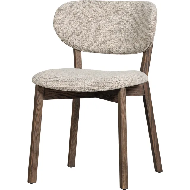 WOOOD Udar Eetkamerstoel Houten Frame - Polyester - Donkerbruin - 82x51x60