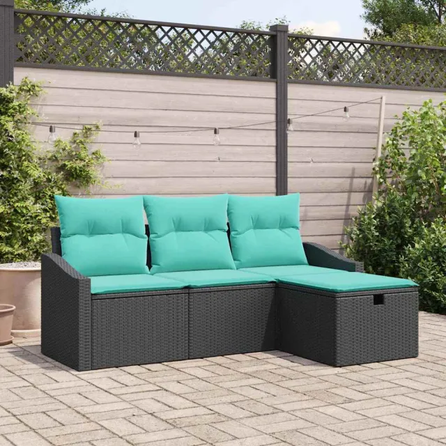 vidaXL Bankstel 4 st Zwart Poly riet, foto 2