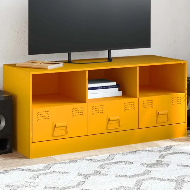 vidaXL Tv-meubel 99x39x44 cm staal mosterdgeel, foto 2