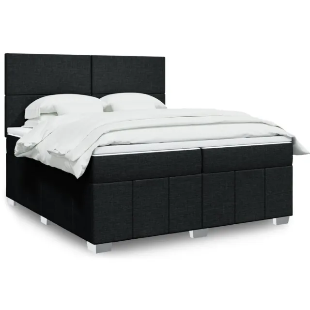 vidaXL Boxspring met matras stof zwart 200x200 cm