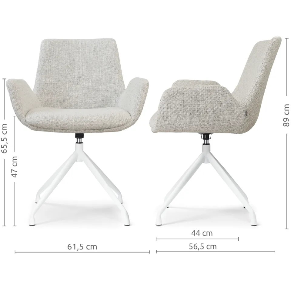 Nolon Nola-Eef draaibare eetkamerstoel beige gemêleerd - wit onderstel, foto 3
