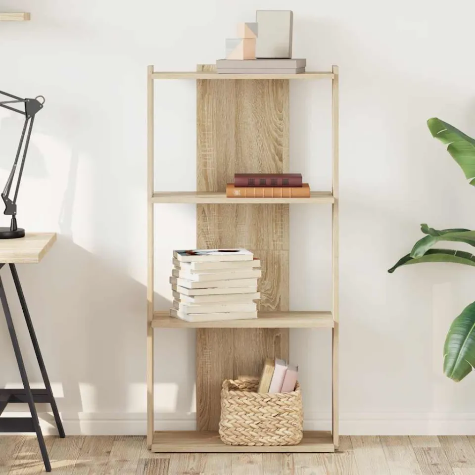 vidaXL Boekenkast 3-laags 60x30x120 cm bewerkt hout sonoma eikenkleur, foto 2