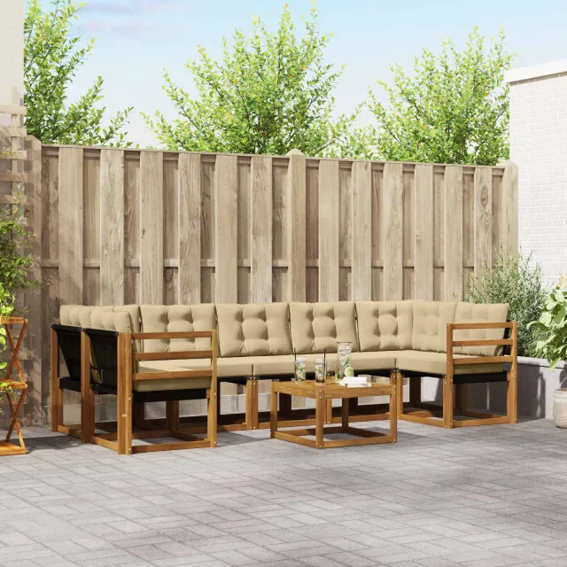 vidaXL Buiten bankenset 8 st 7-zits Natuurlijk en Beige