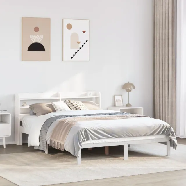 vidaXL Bedframe zonder matras massief grenenhout wit 160x200 cm