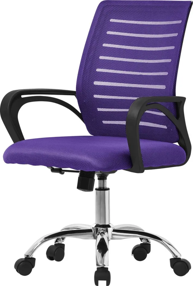 ml-design ergonomische bureaustoel, paars, in hoogte verstelbare bureaustoel met armleuningen, computerstoel met ademende netbekleding, schommelfunctie, 360° draaibare stoel met wieltjes, gaming stoel