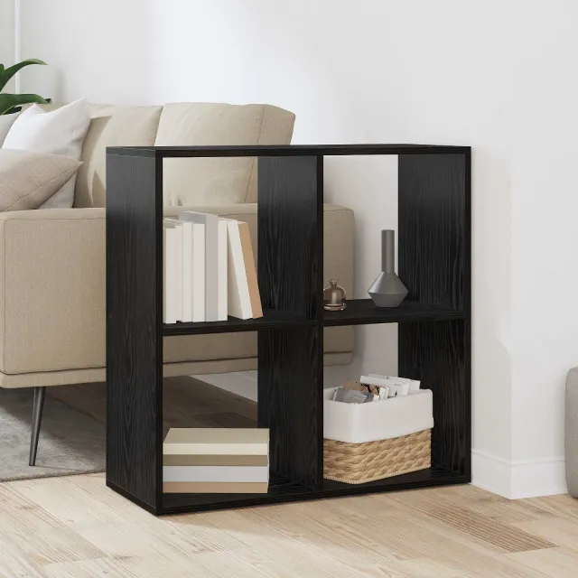 vidaXL Boekenkast 4-laags 69,5 x 29 x 69,5 cm Bewerkt hout Zwart Eiken, foto 2