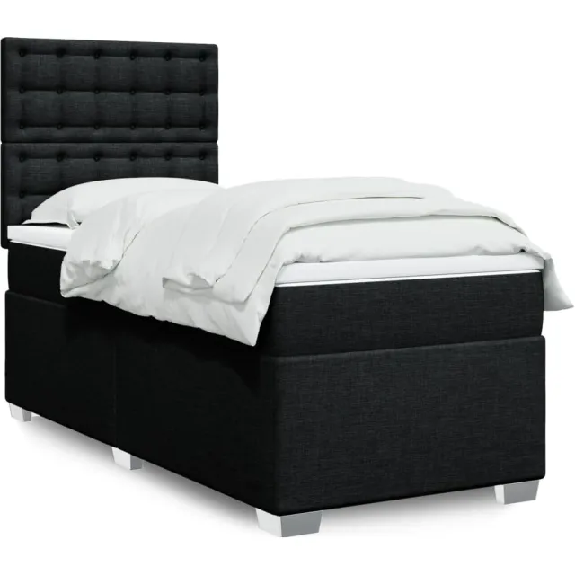 vidaXL Boxspring met matras stof zwart 100x200 cm