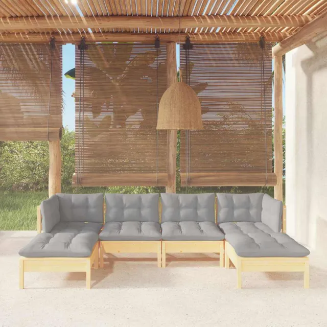 vidaXL 6-delige Loungeset met grijze kussens grenenhout grijs, foto 2