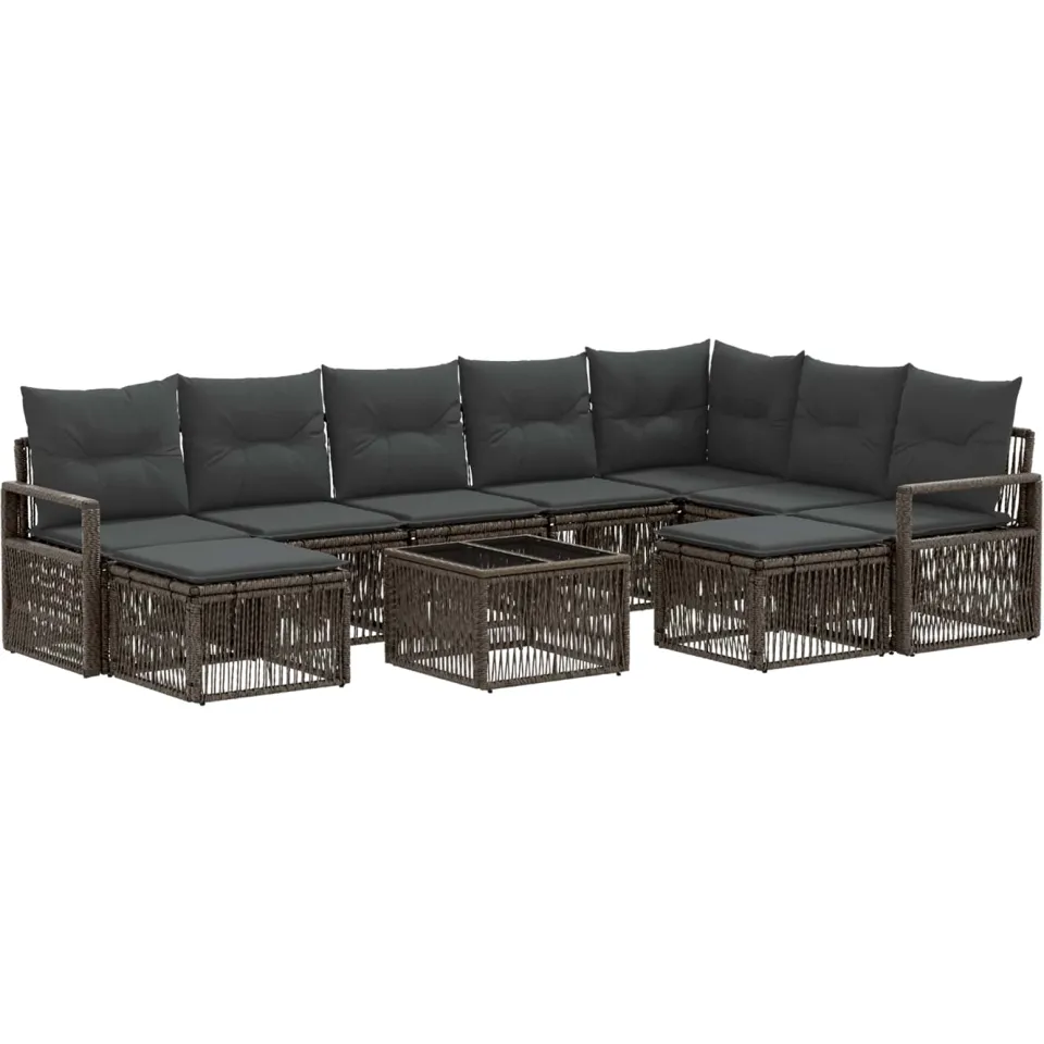 vidaXL Tuinbankenset 10 st Grijs poly rattan