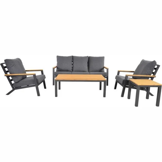 Lesliliving Lesli Living - Loungeset Donnan - aluminium - grijs Bruin,Antraciet
