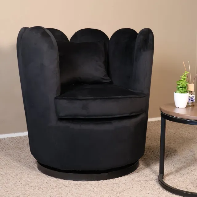 Lizzely Garden & Living Fauteuil Daphne velvet zwart draaibare fauteuil Zwart velvet
