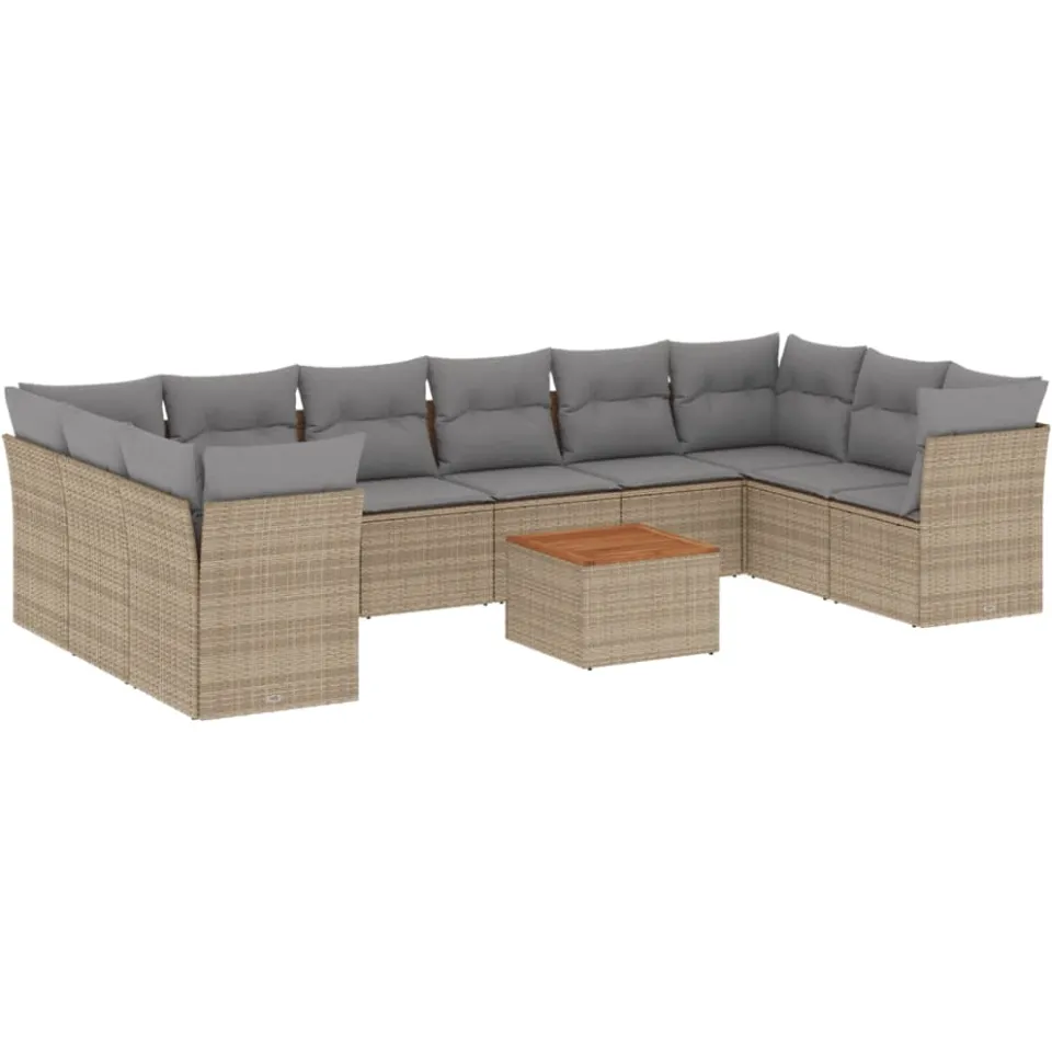 vidaXL Patio Sofa Set 10-zits Beige mix en grijs