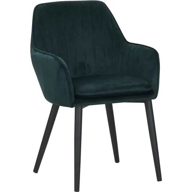 Colenis Melly Eetkamerstoel - Set Van 4 - Groen - Fluweel - Velvet - Met armleuning