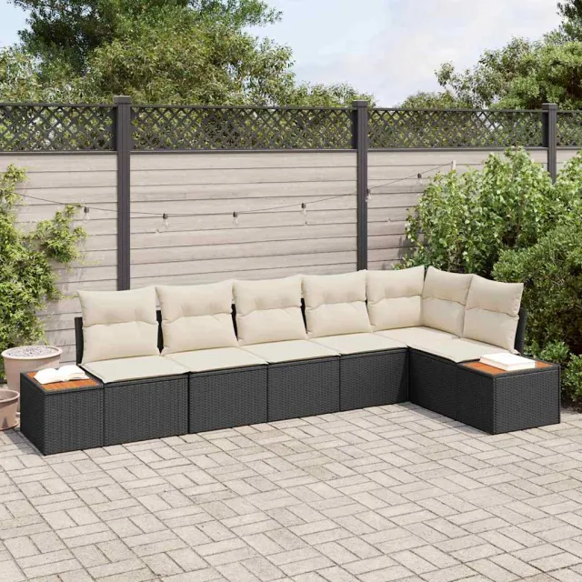vidaXL Tuinbankenset 6 st Zwart Poly riet