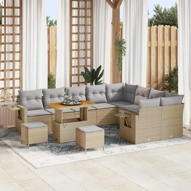 vidaXL Tuinbankenset 12 st Beige poly rattan, foto 2