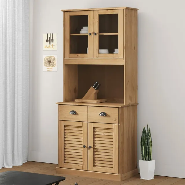vidaXL Hoge kast VIGO 78x40x175 cm massief grenenhout bruin, foto 2
