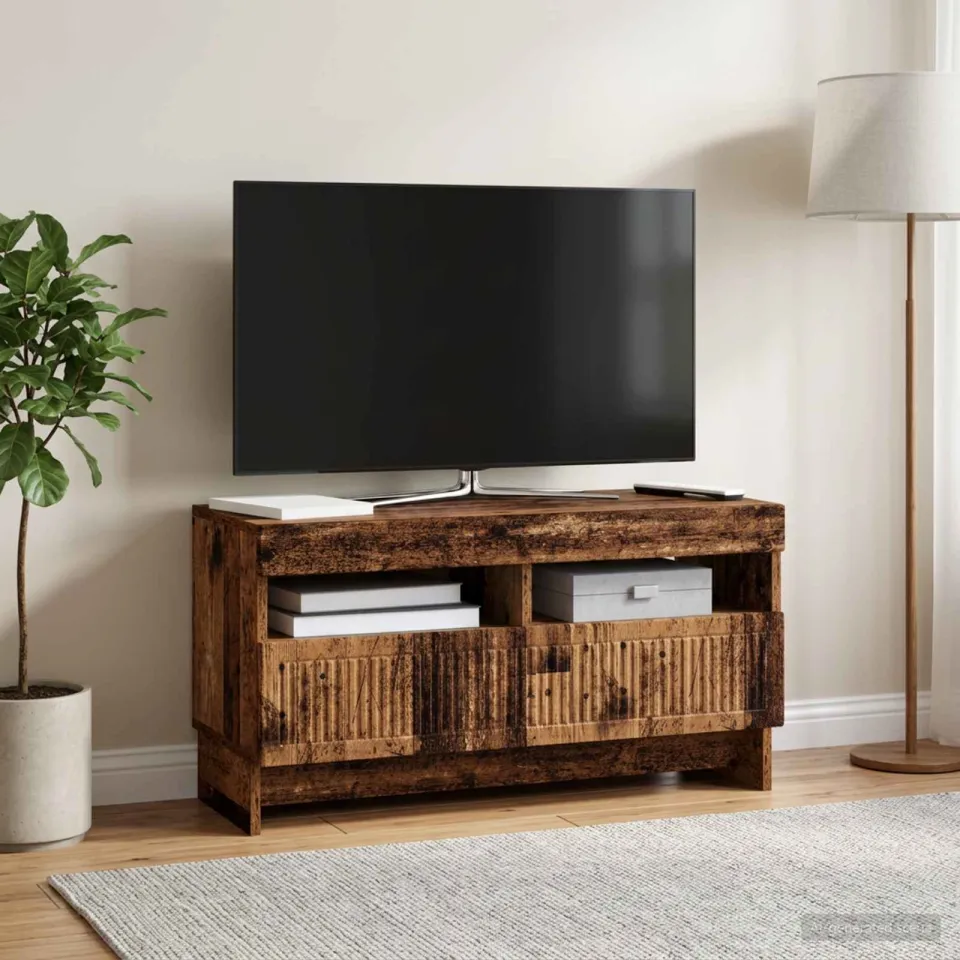 vidaXL LED tv-meubel EDE 81 x 35 x 43 cm Oud hout bruin, foto 4