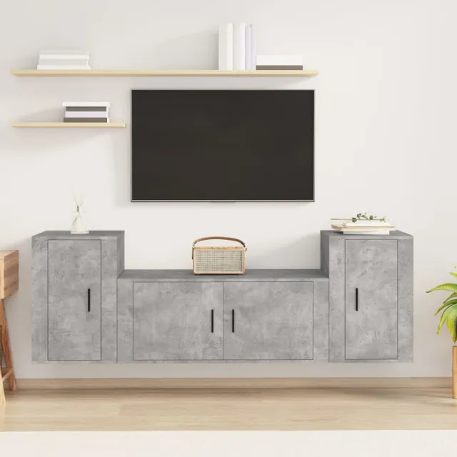 vidaXL 3-delige Tv-meubelset bewerkt hout betongrijs grijs, foto 2