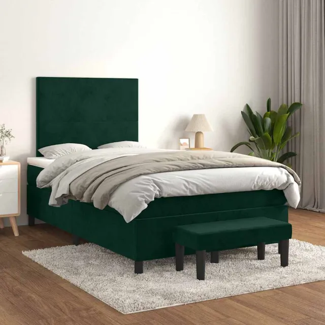 vidaXL Boxspring met matras fluweel donkergroen 120x200 cm