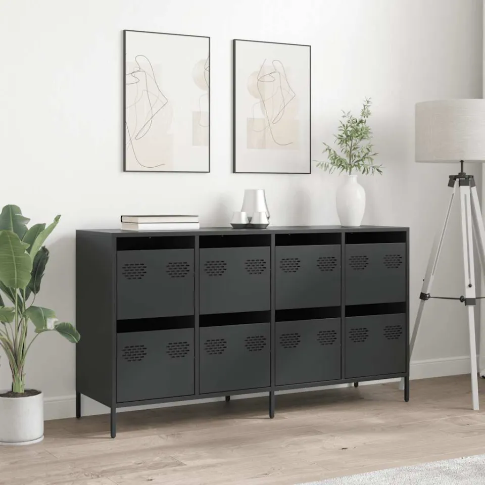 vidaXL Dressoir 135x39x73,5 cm koudgewalst staal zwart, foto 2