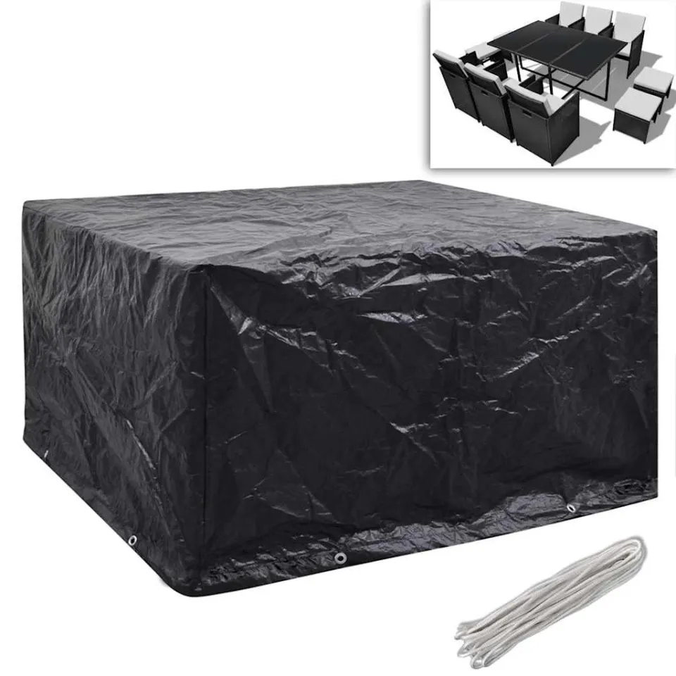 vidaXL Tuinmeubelhoezen poly rattan 2 st 6-persoons 172x113 cm zwart, foto 2