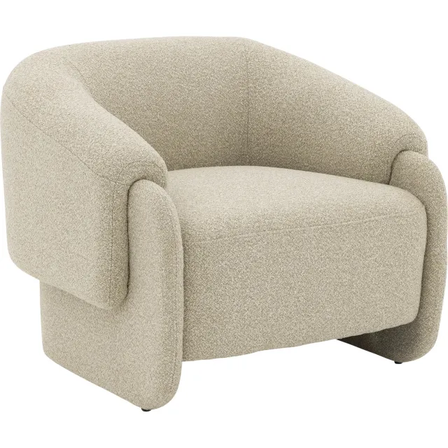 Goossens Fauteuil Uber - Stof - Beige - Met Armleuning stof gemeleerd fijn geweven beige