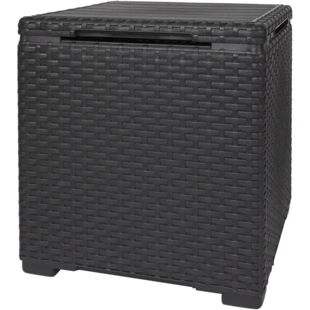 Dutchers Bijzettafel - Tuintafel - Opslagbox - Terrasbox - 2 in 1 Opbergbox - Kussenbox - Tuin opslag - Weerbestendig Zwart