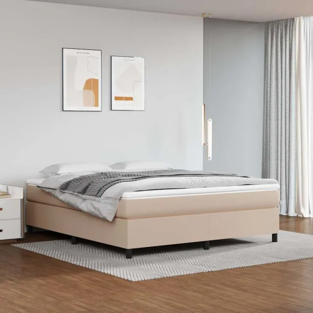 vidaXL Boxspring met matras kunstleer cappuccinokleurig 180x200 cm bruin