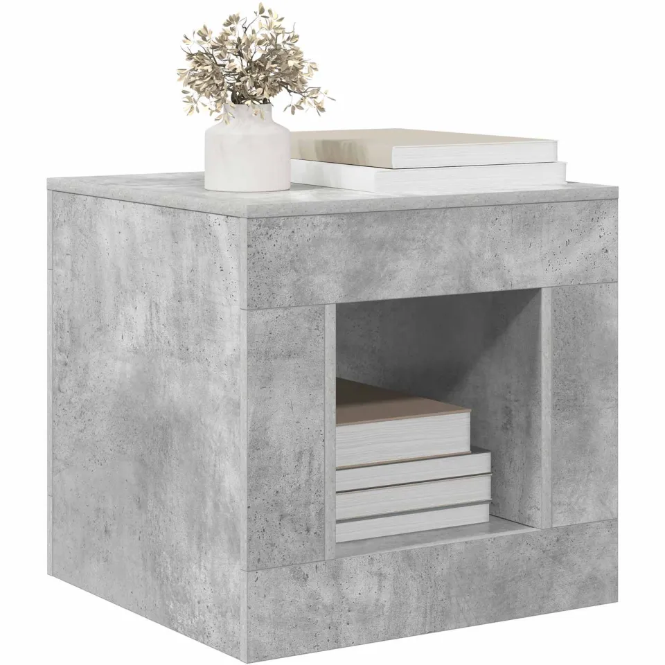 vidaXL Salontafel Beton Grijs 51.5 x 50 x 50 cm Bewerkt hout