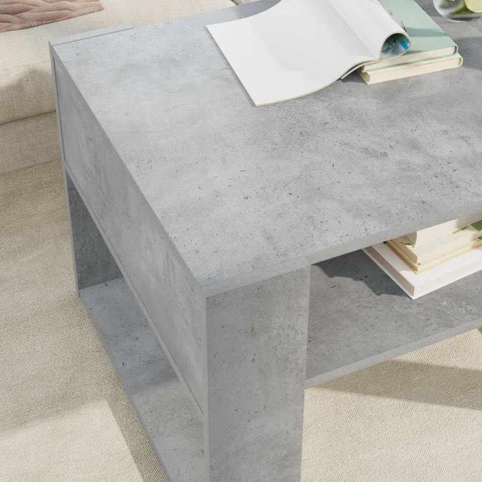 vidaXL Salontafel Beton Grijs 66 x 53 x 45 cm Bewerkt hout, foto 4