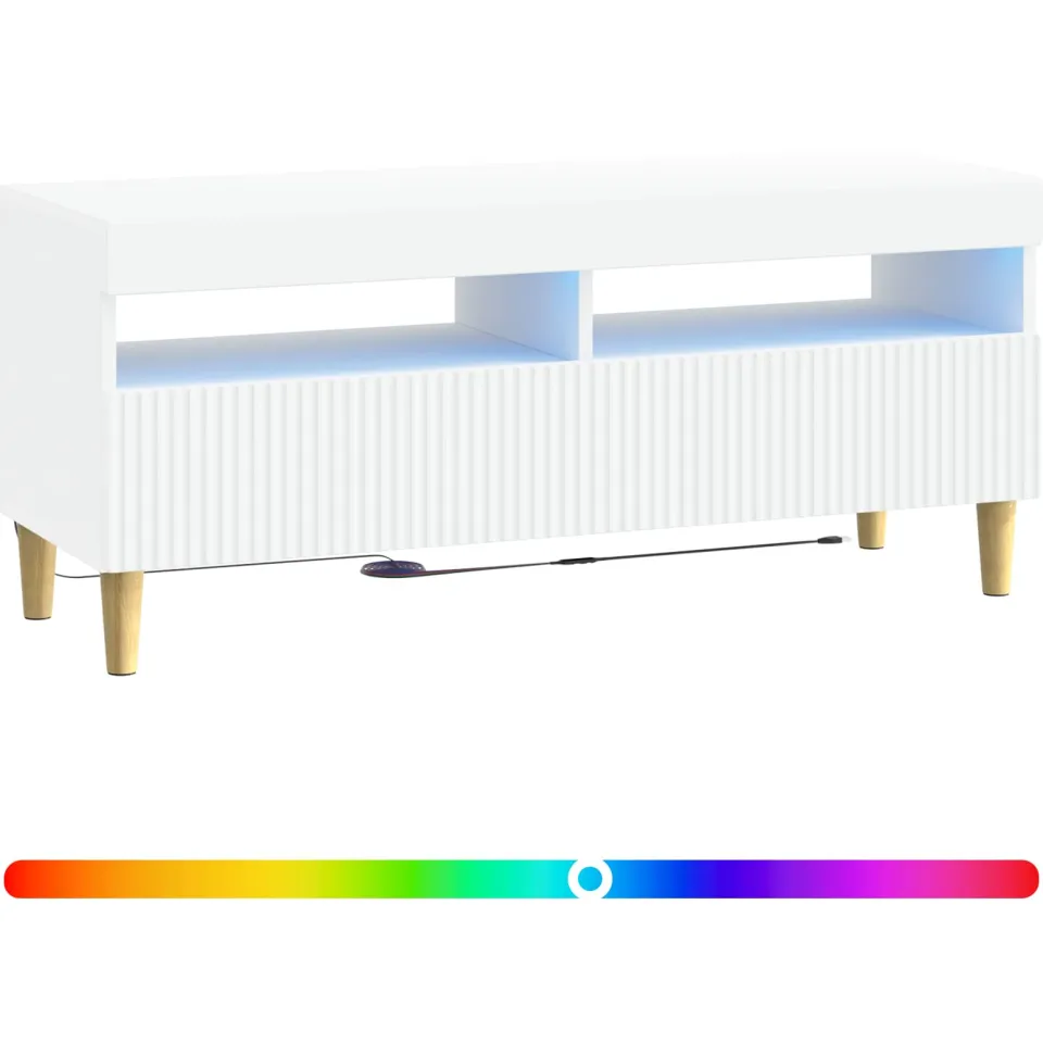 vidaXL LED tv-meubel ARNHEM 100 x 35 x 43 cm Wit Bewerkt hout, foto 3
