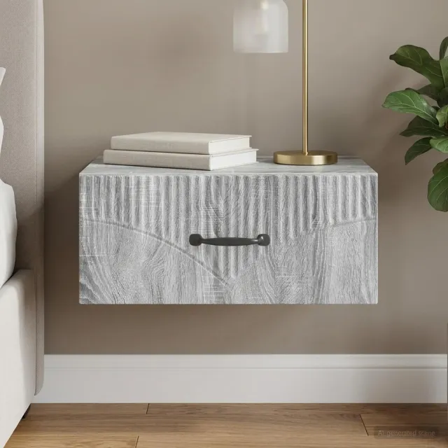 vidaXL Wandbeugel Bedkast Grijs sonoma 49 x 34,5 x 20 cm Bewerkt hout, foto 2