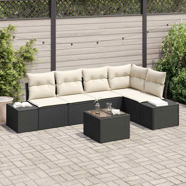 vidaXL Tuinbankenset met opslag Bruin en Crème poly rattan, foto 2